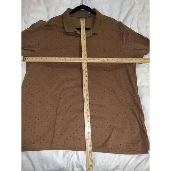 Perry Ellis Mens Shirt Brown XXL Polo Short Sleeve Luxury Pima Cotton Polka Dots - Picture 9 of 13